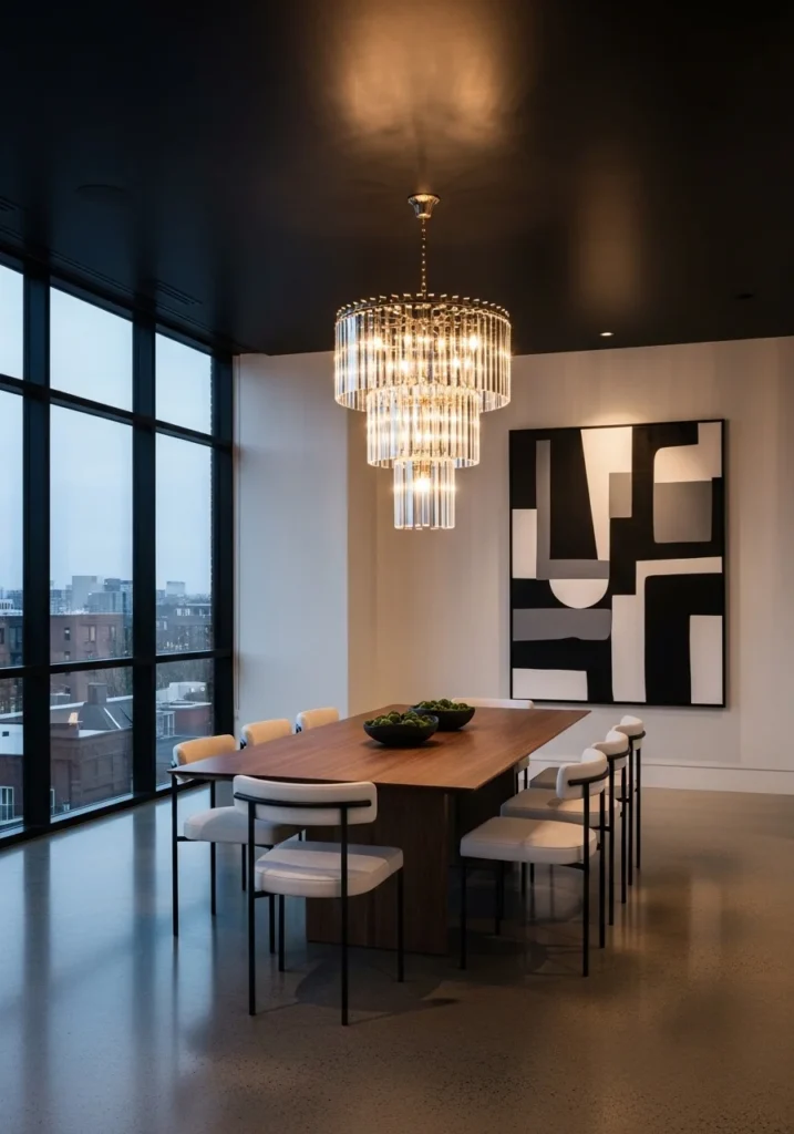 black ceiling dining