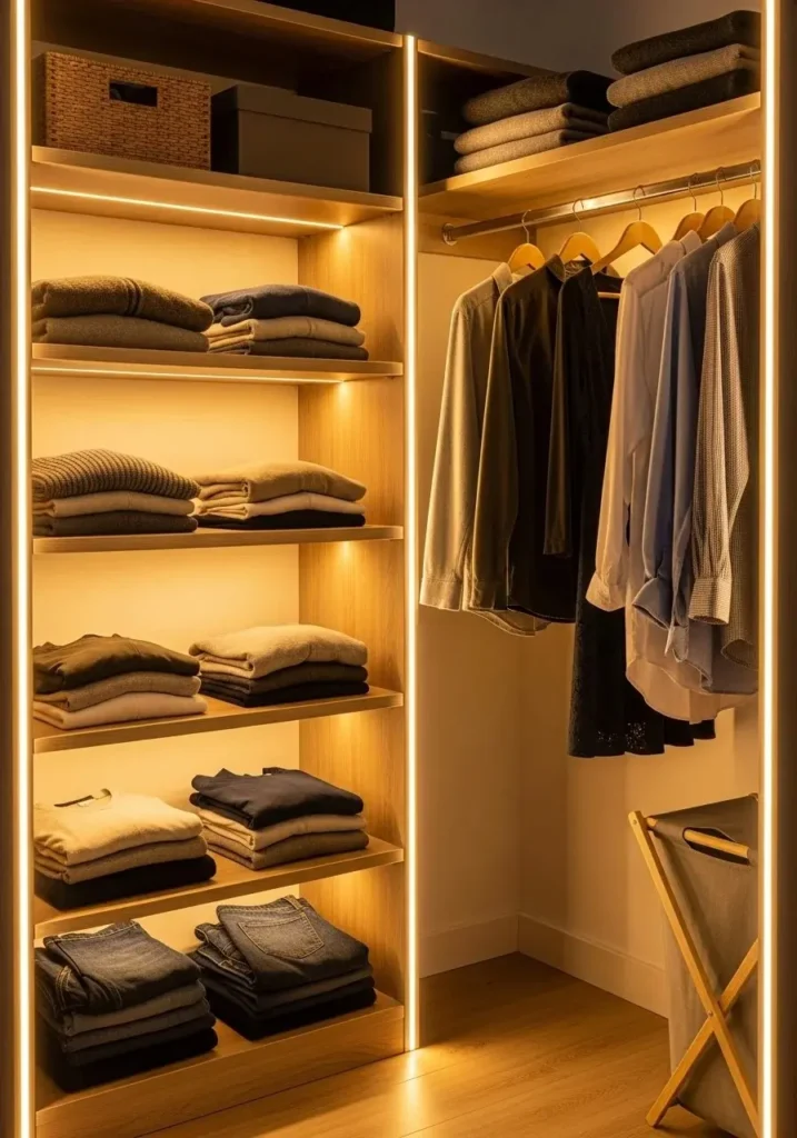 Closet with LED lighting for brighter space