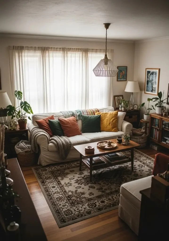 Vintage living room with personal touches creating a warm and meaningful space.