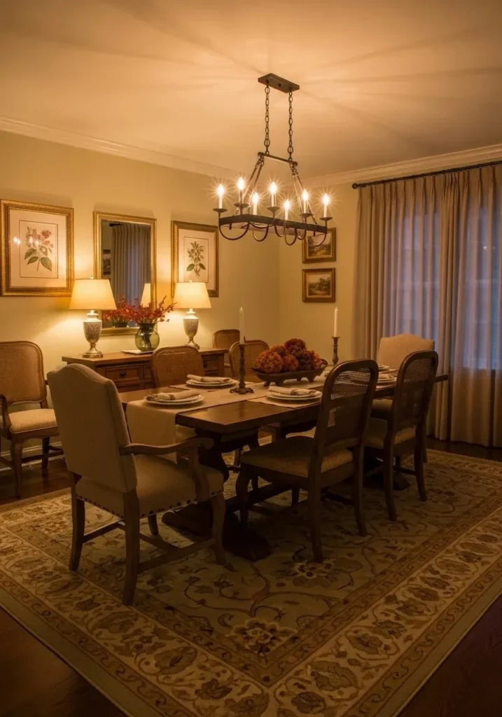 round dining table with seasonal decor styling