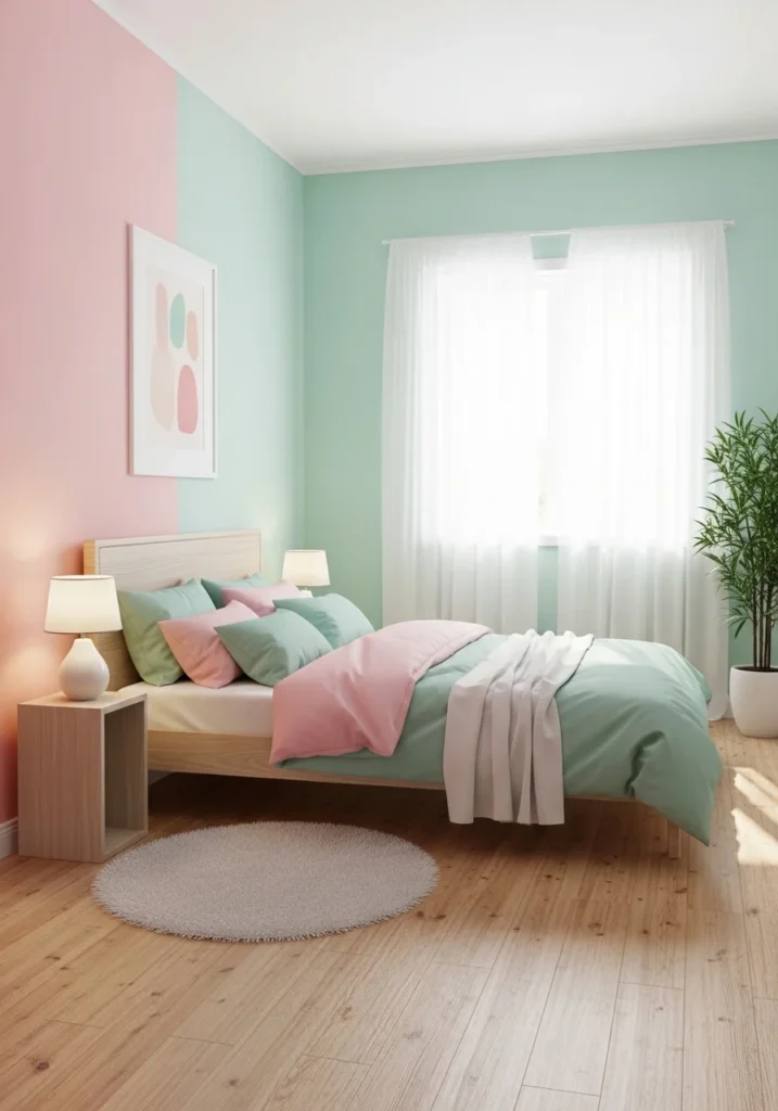 pastel pink and mint green bedroom ideas