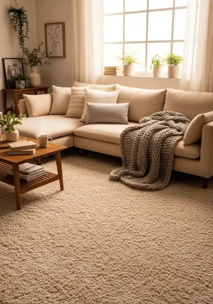 cozy shag carpet living room