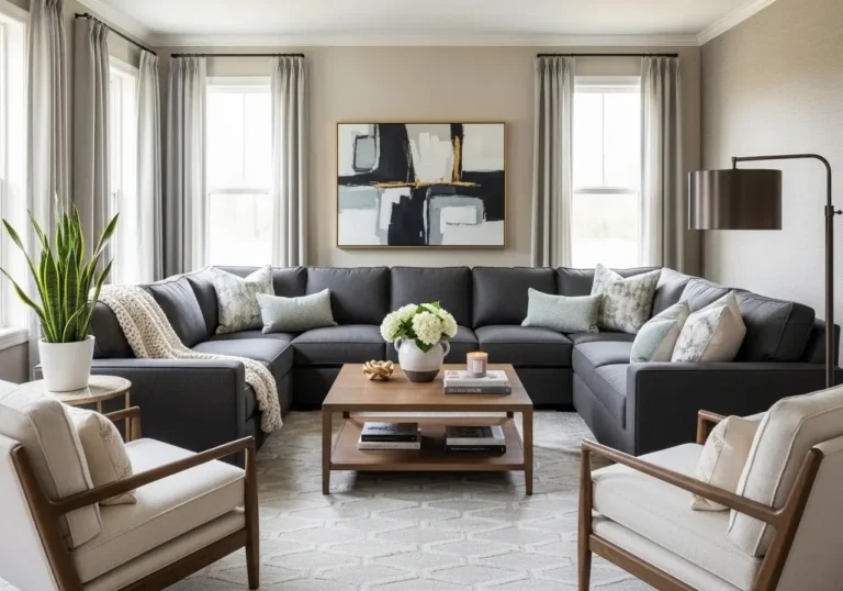 Beautiful charcoal couch living room look