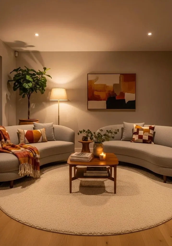 round carpet living room design