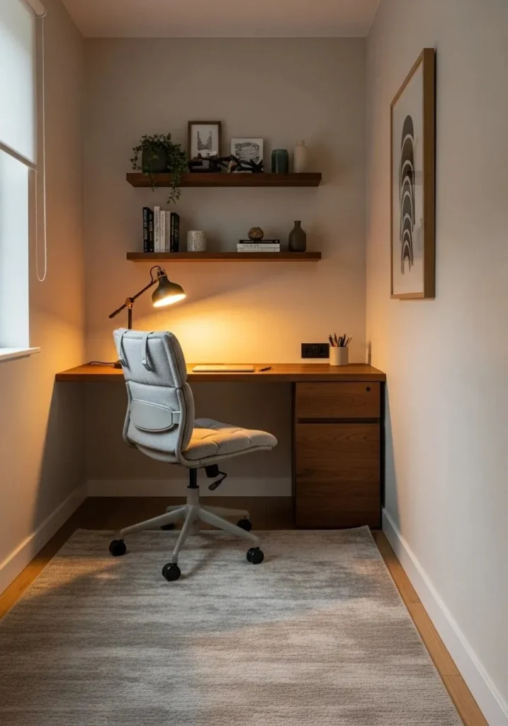 cozy corner home office setup