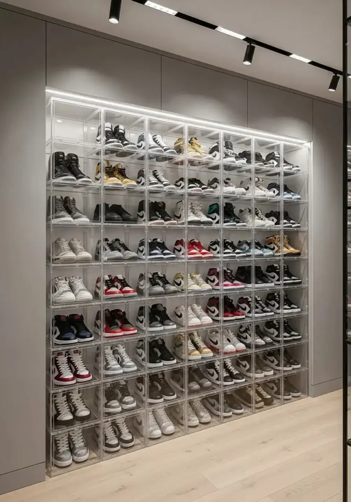 stackable shoe boxes closet