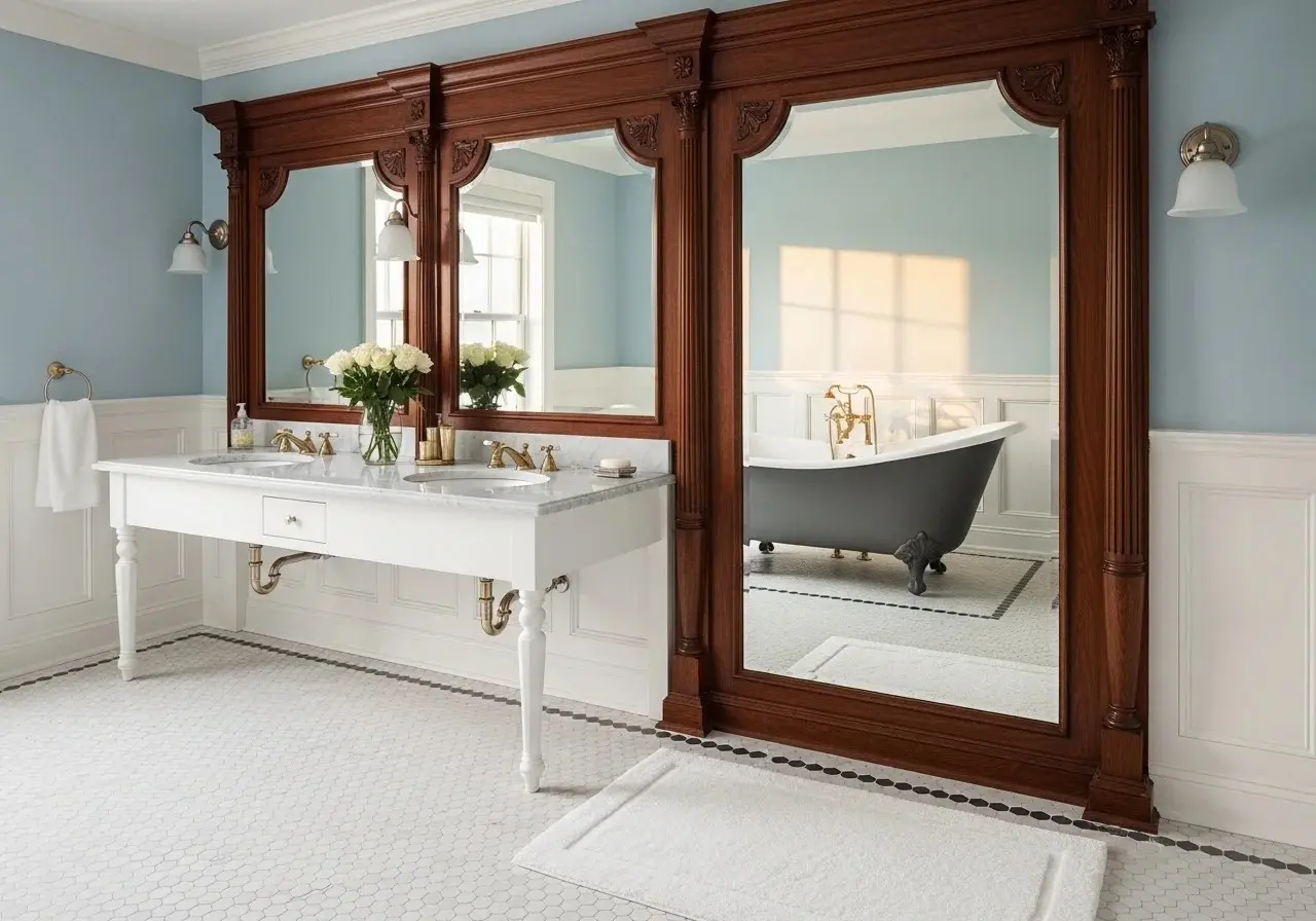 beautiful bathroom with mirror look