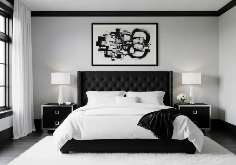 Beautiful black and white bedroom look