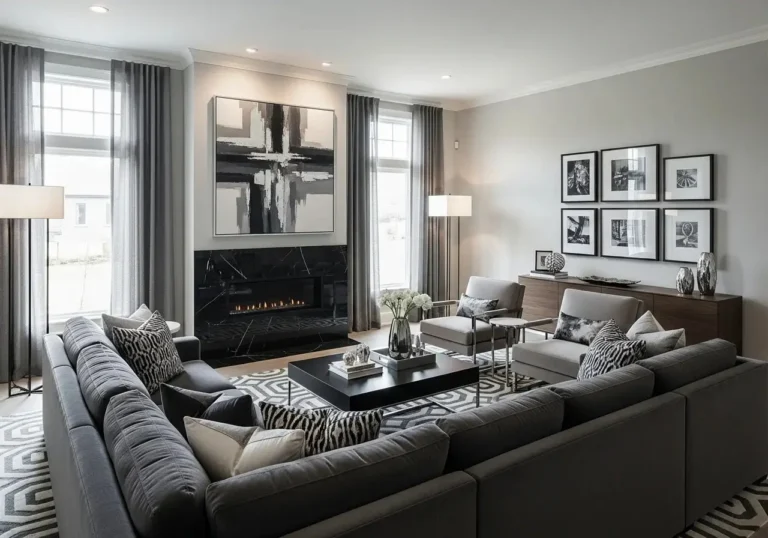 Beautiful gray and black living room look