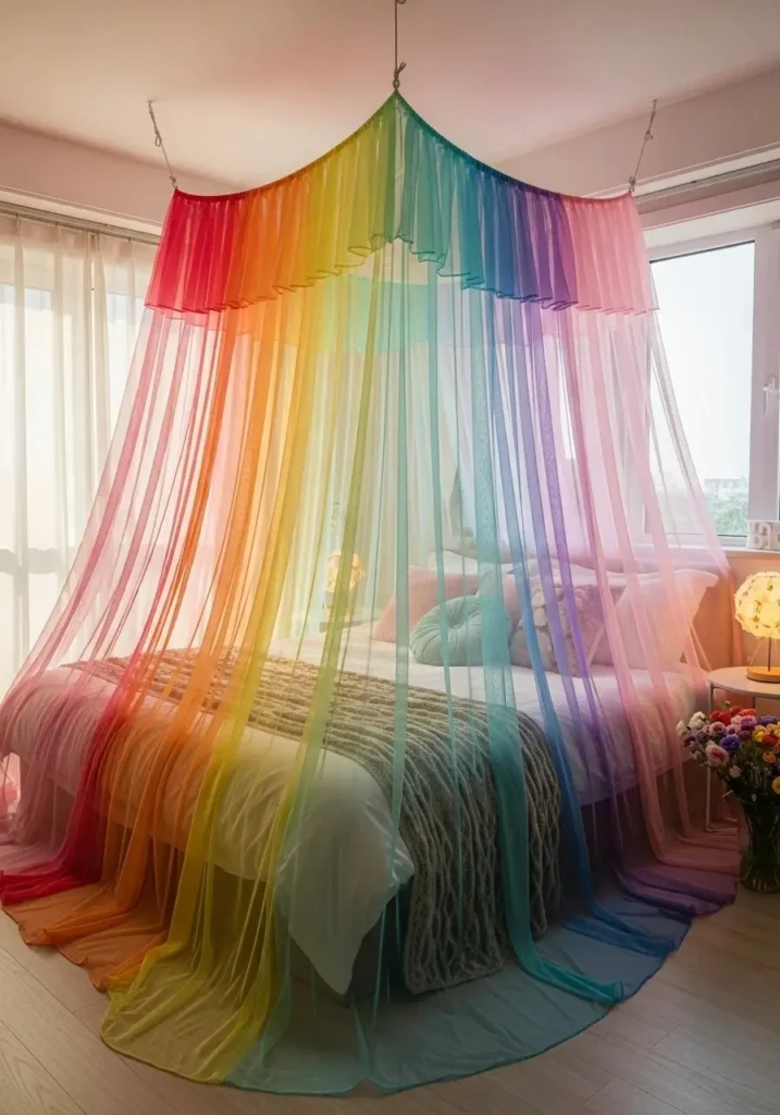 rainbow canopy bed bedroom