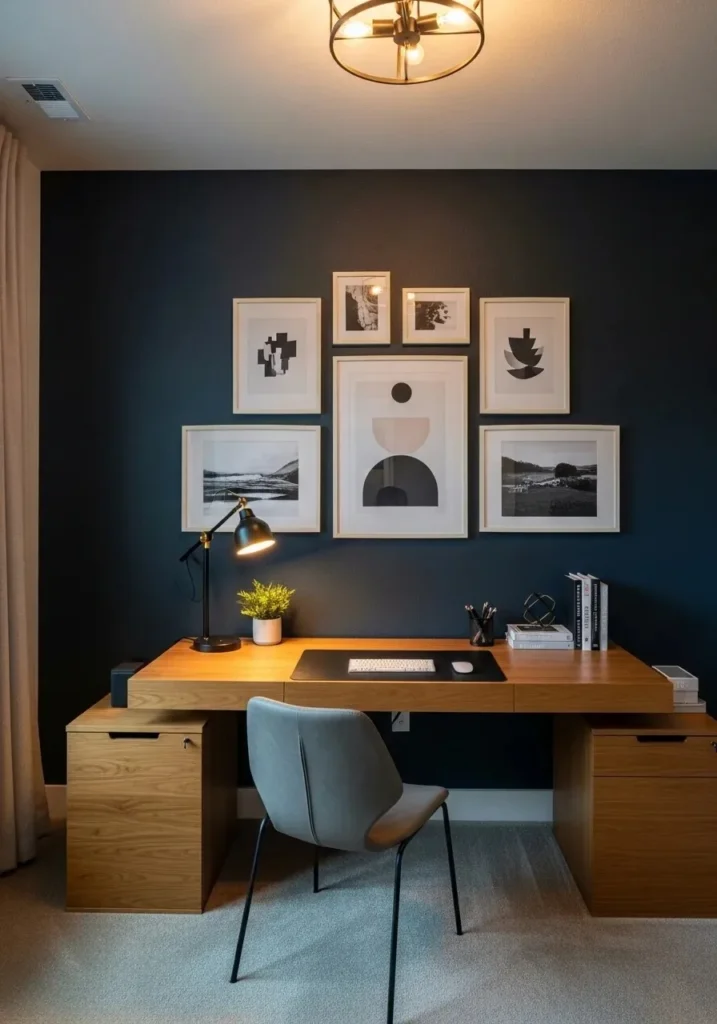 bold accent wall home office idea