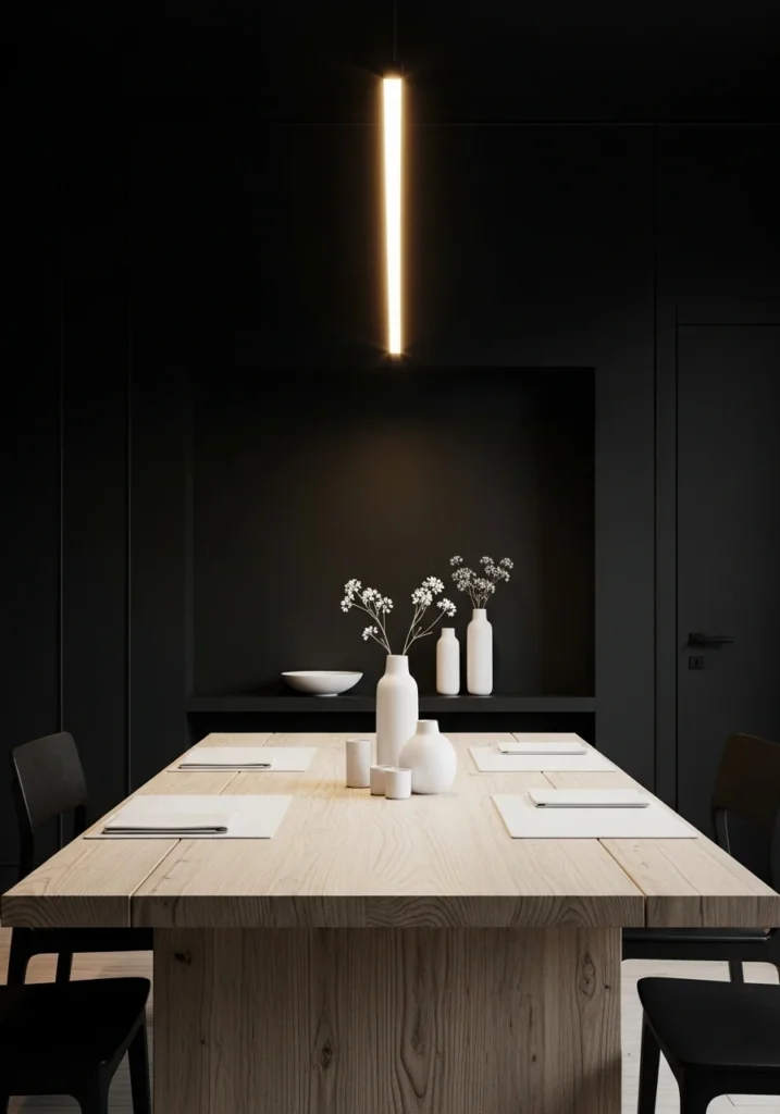 matte black dining room