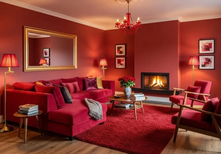 Full red couch living room look