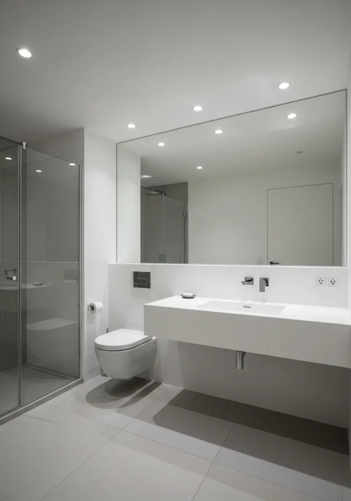 Bathroom with recessed ceiling lights