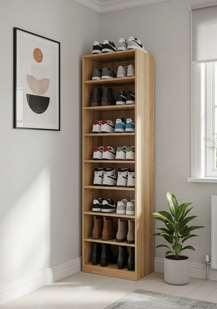 vertical shoe tower storage