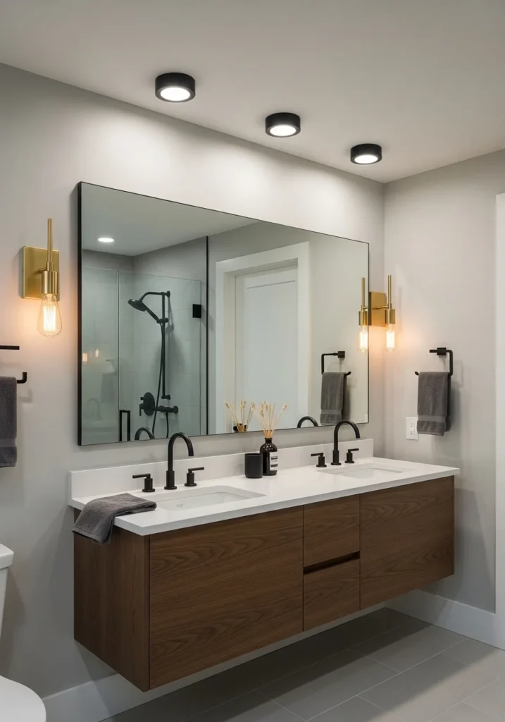 Mixed metal bathroom lighting