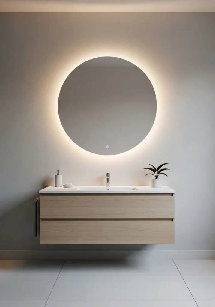 Backlit LED bathroom mirror
