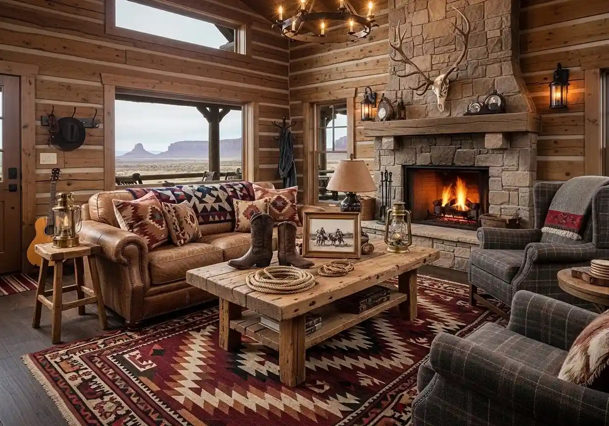 Beautiful rustic western living room look