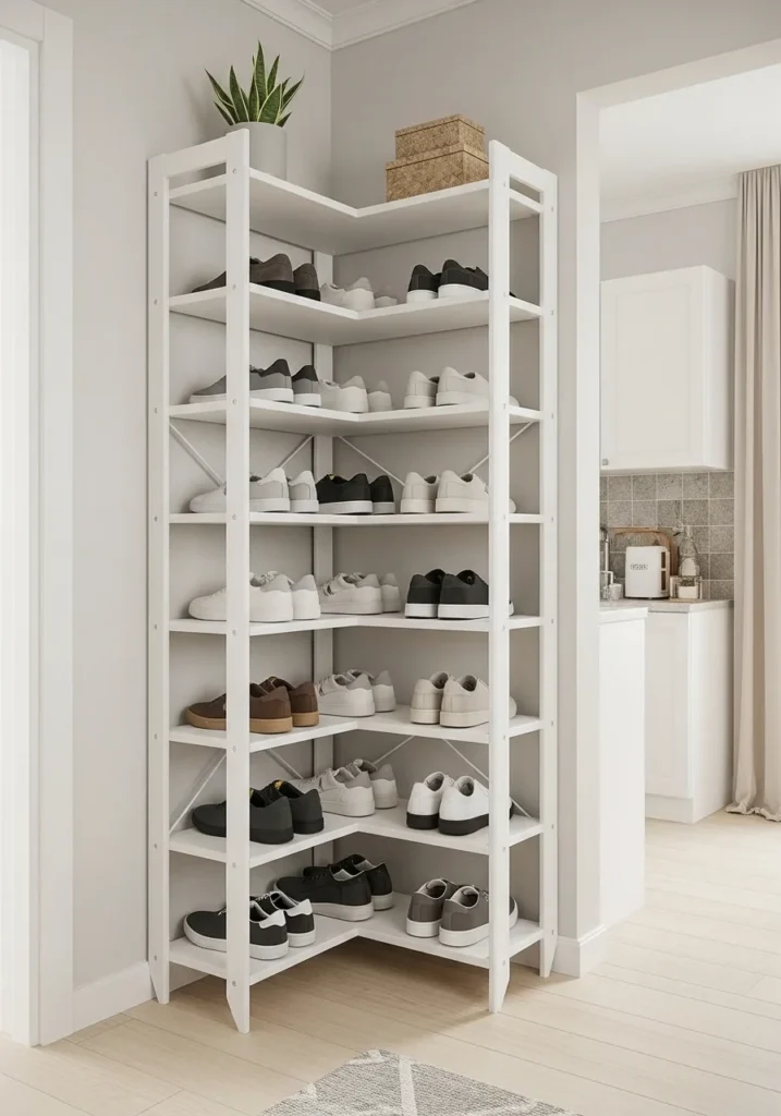 corner shoe storage shelves