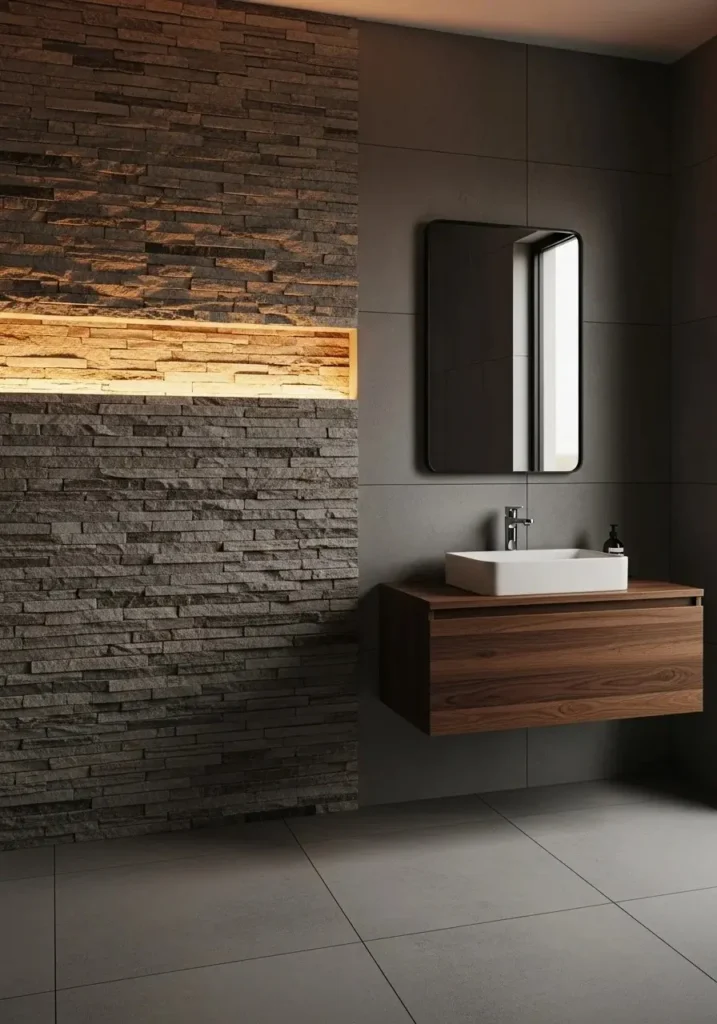Bathroom accent lighting on wall
