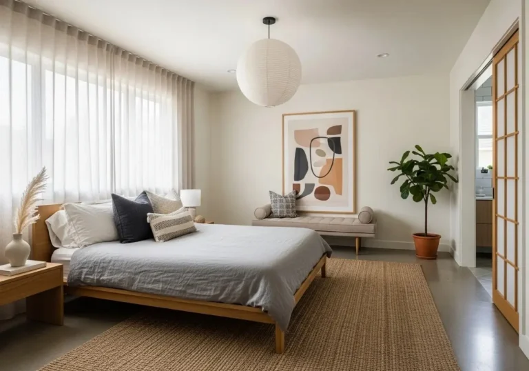 Full view of Japandi bedroom look