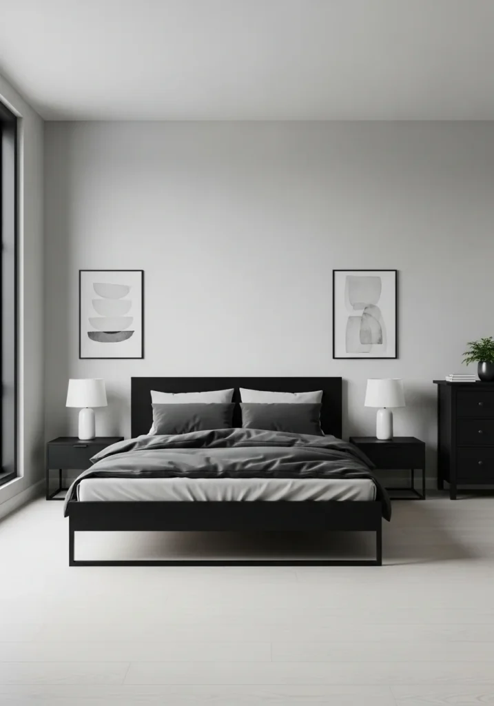 minimal black furniture bedroom clean simple design