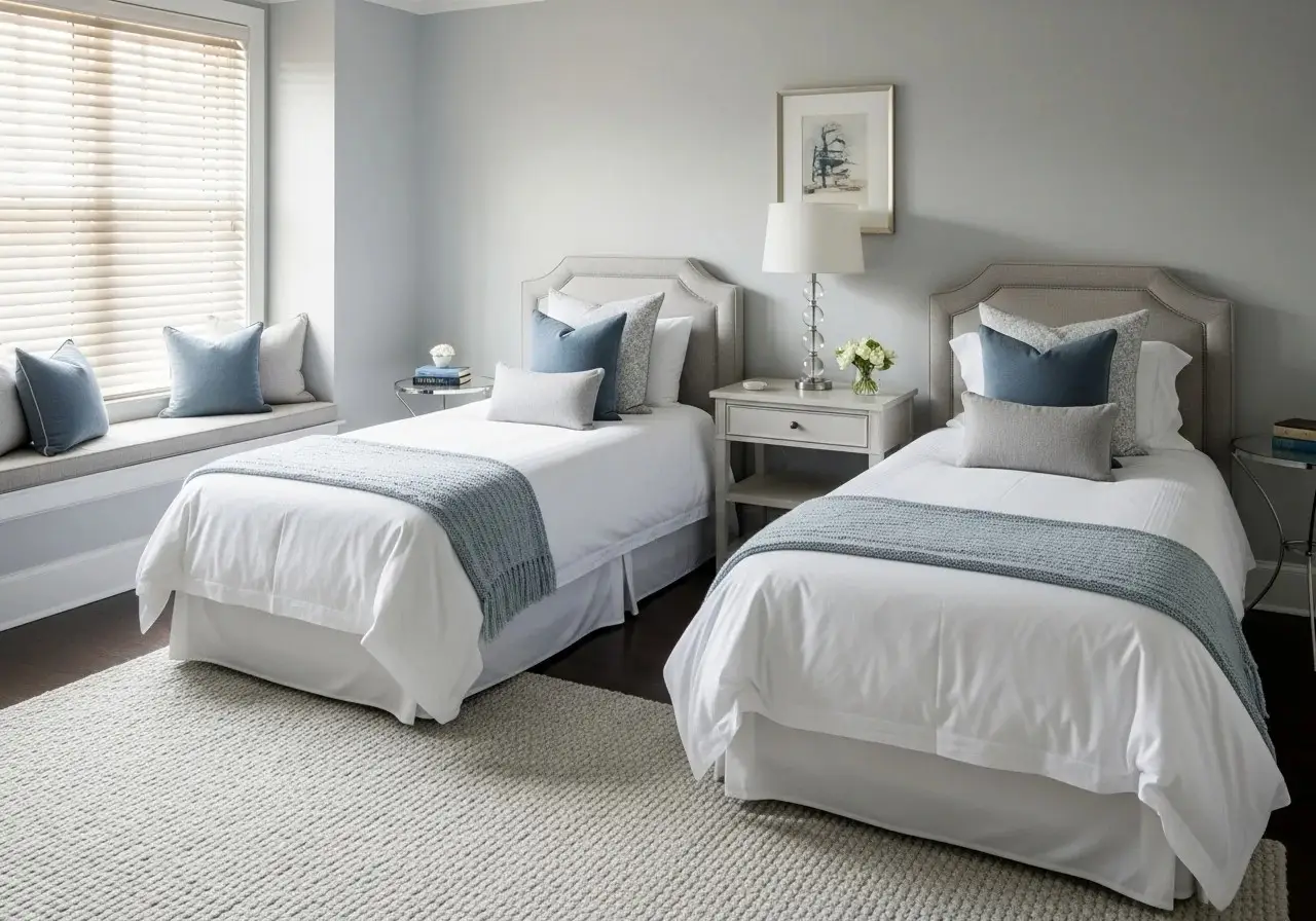 Beautiful guest Bedroom with Twin Beds look