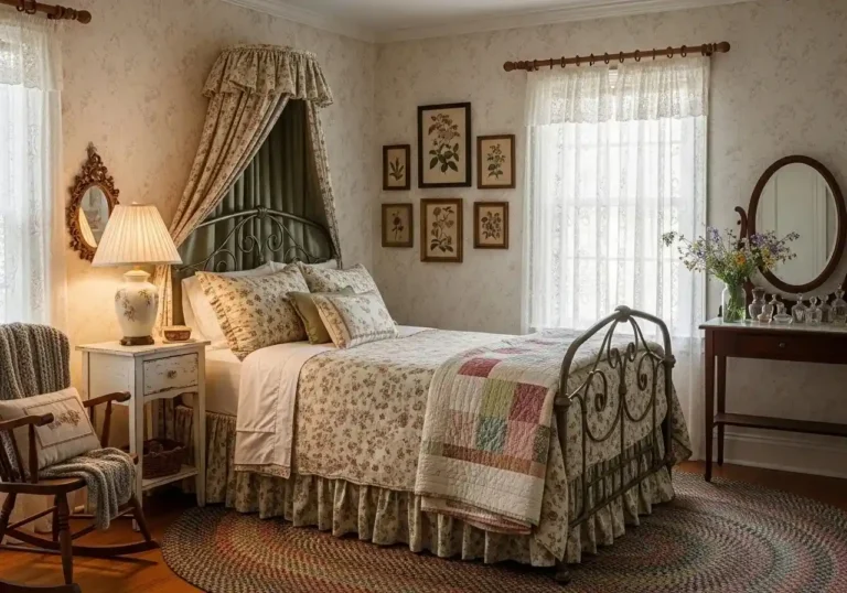 Beautiful vintage cottage bedroom look