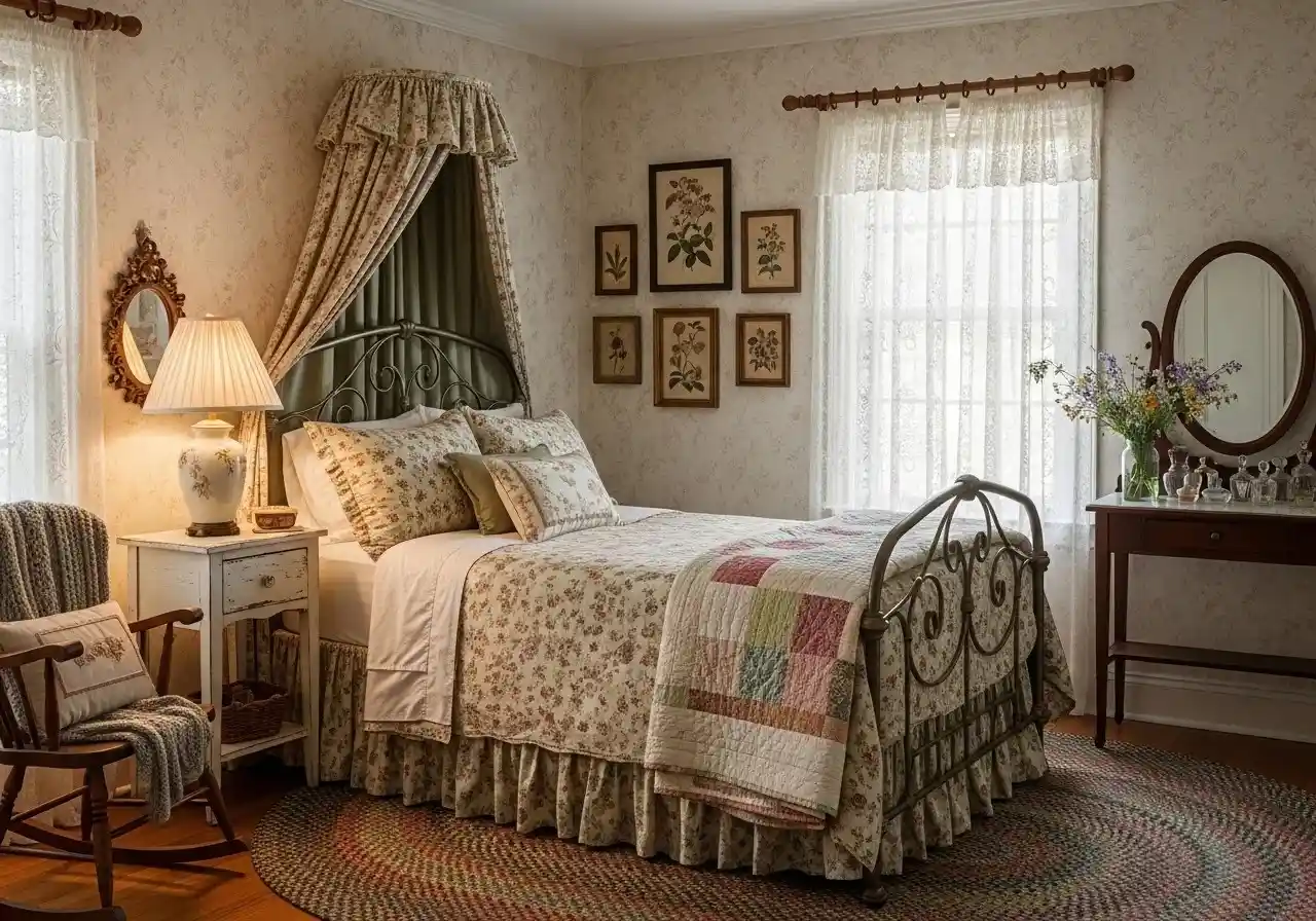 Beautiful vintage cottage bedroom look