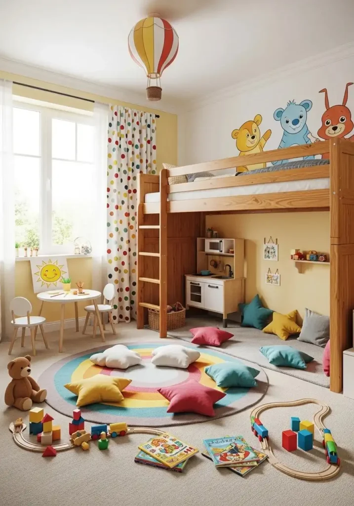 bunk bed with play area underneath for kids bedroom