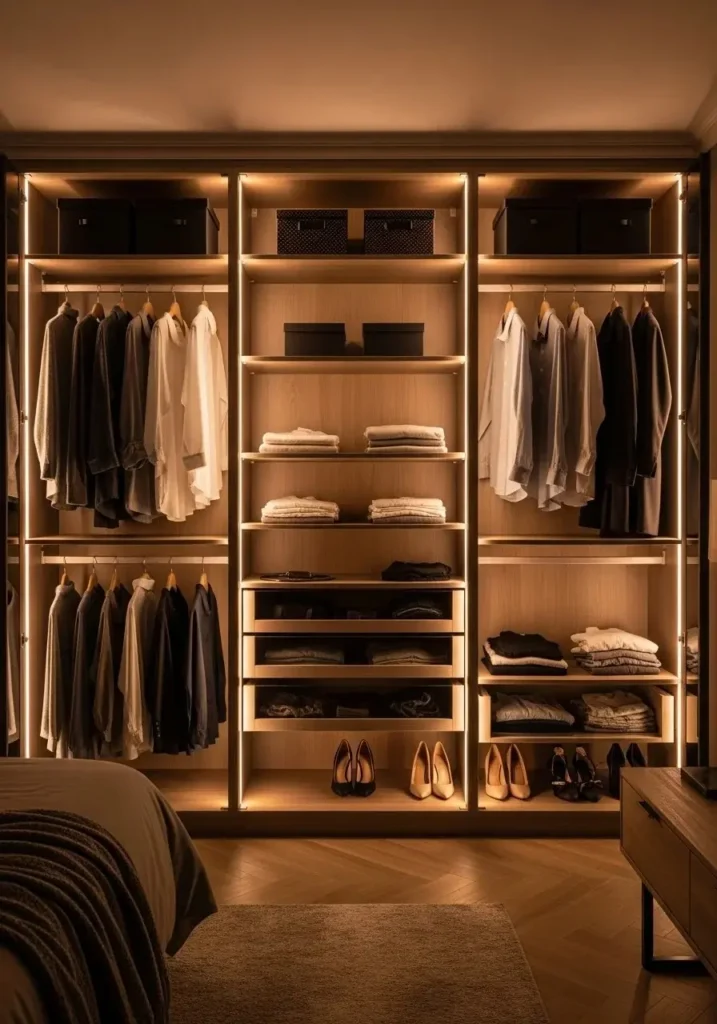Wardrobe with built-in LED lighting for a functional and elegant look