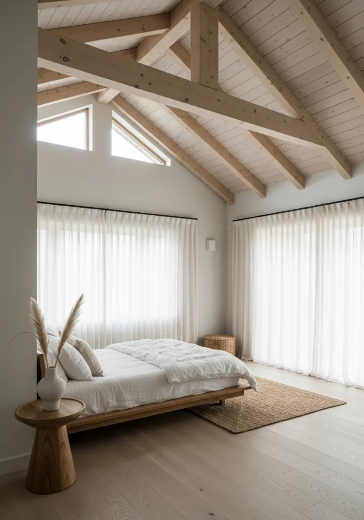 low furniture vaulted ceiling bedroom modern design