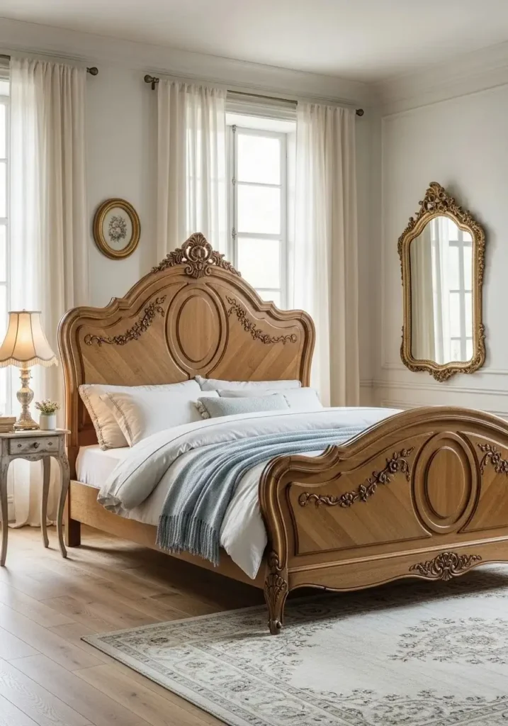 french provincial bedroom ornate bed frame focal point
