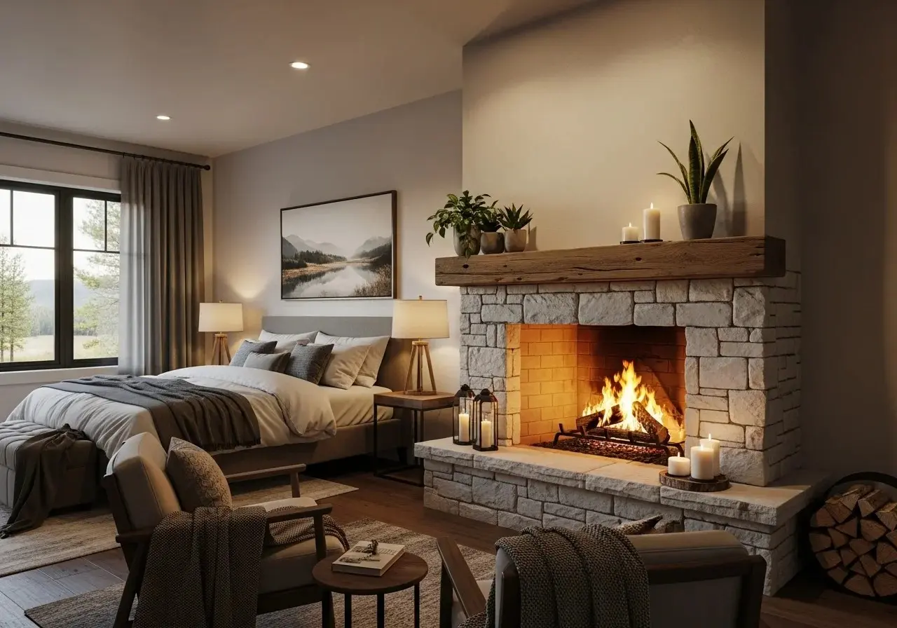 Beautiful bedroom Fireplace look