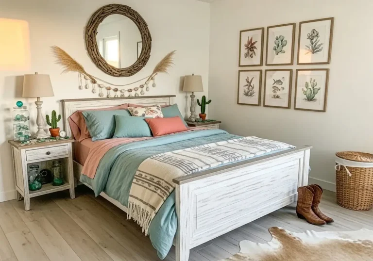 Beautiful coastal cowgirl bedroom look
