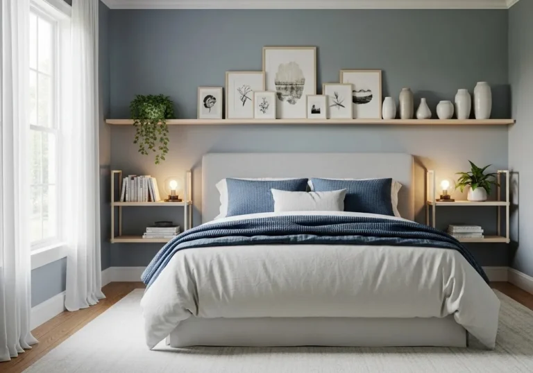beautiful Bedroom with floating shelves bedroom look