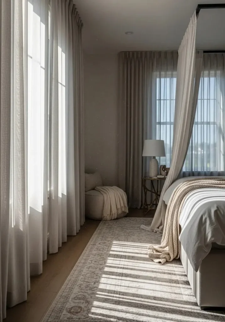 french provincial bedroom sheer curtains airy light