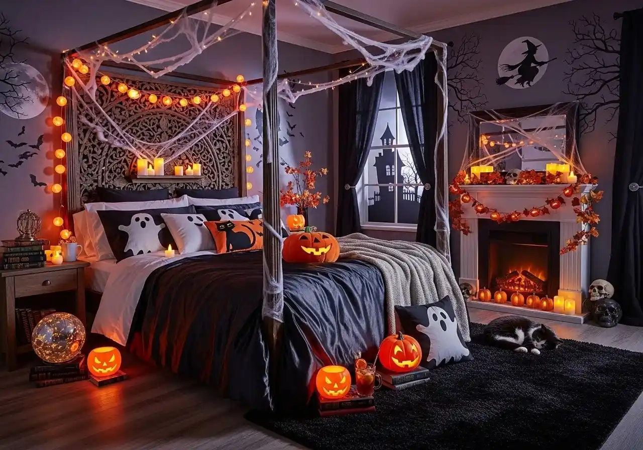 Beautiful halloween bedroom look