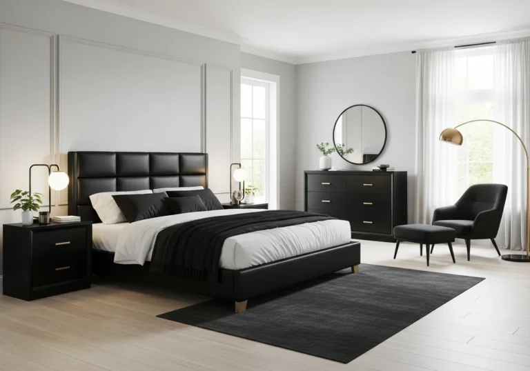 Beautiful black furniture bedroom look