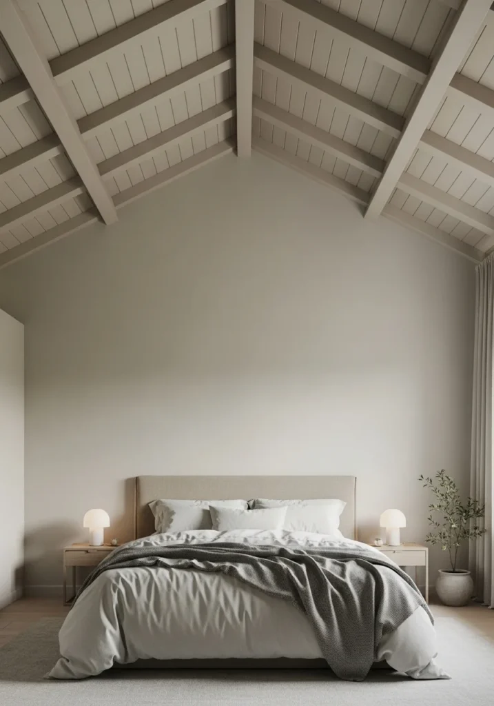 vaulted ceiling bedroom accent beams or painted ceiling