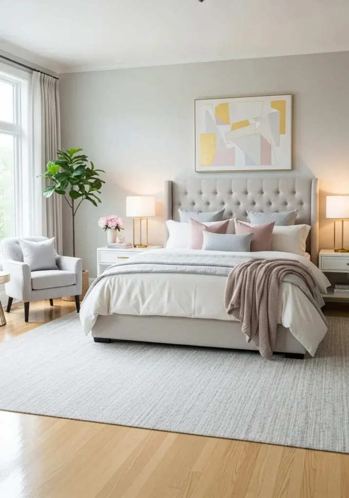 Bedroom with statement headboard creating a stylish focal point