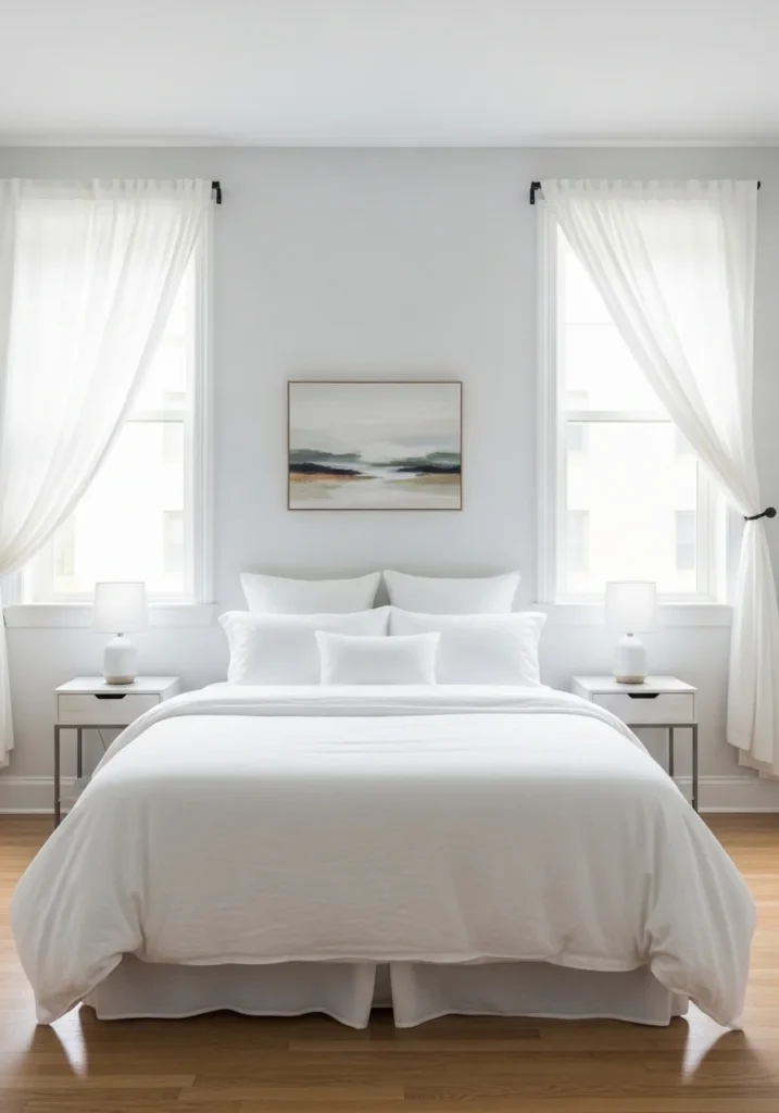 Refreshed bedroom with clean minimal decor and calming vibe