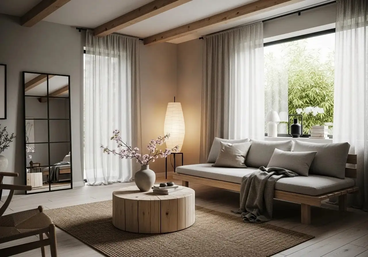 Beautiful japandi living room looK