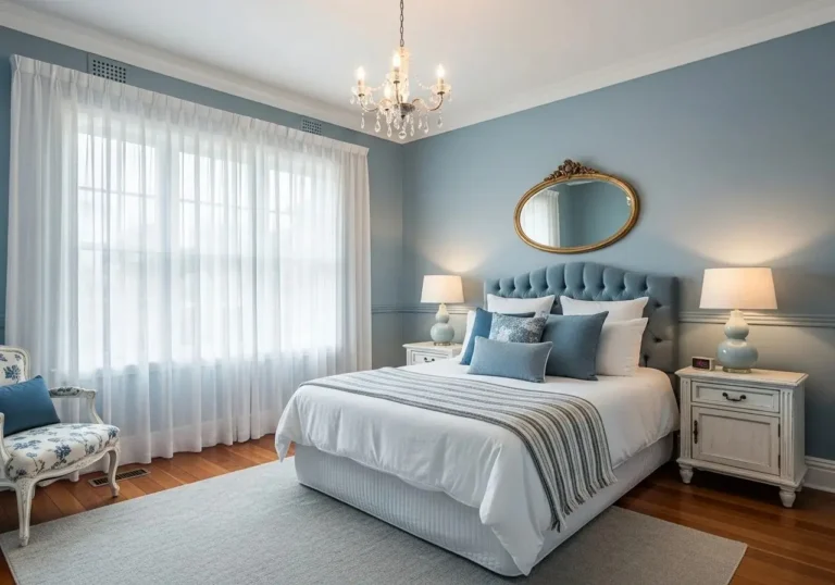 Beautiful french blue bedroom look