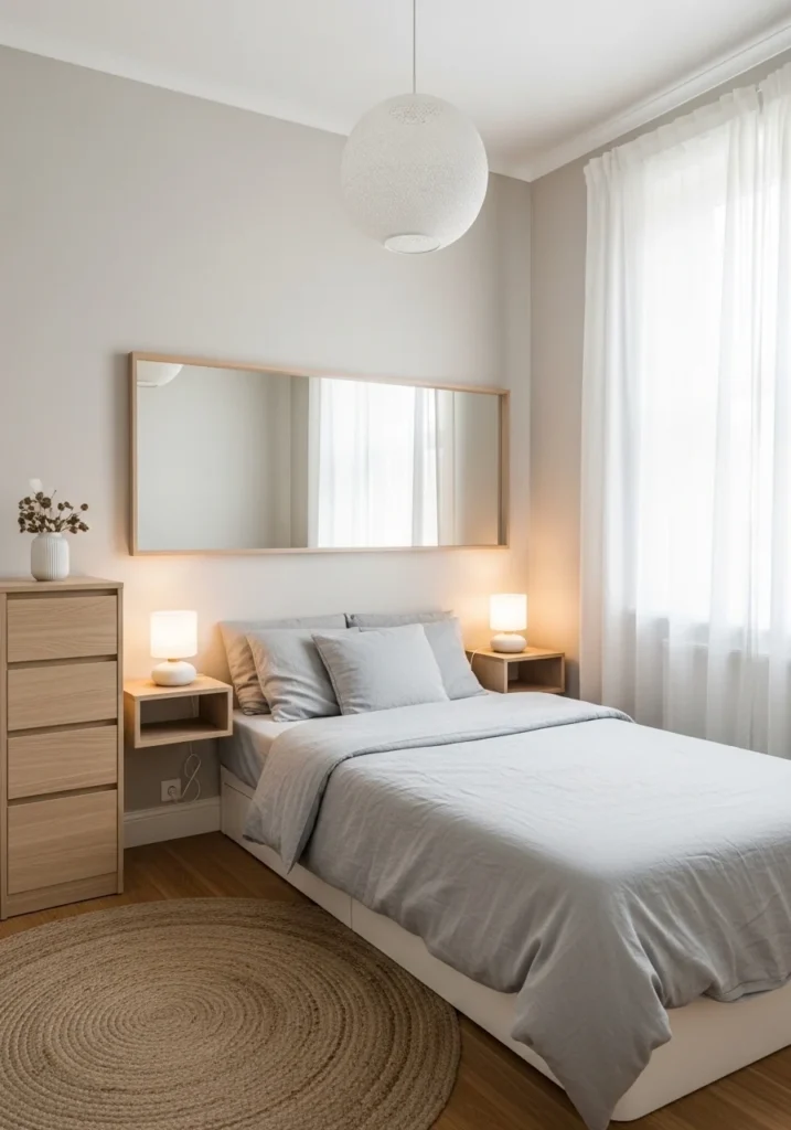 Small bedroom design for women with space-saving cozy layout